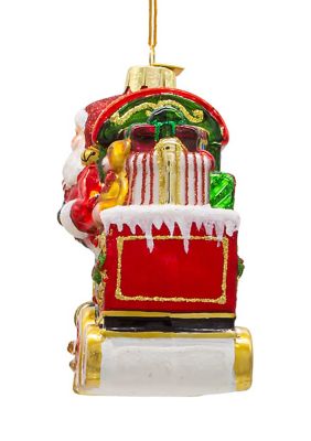 6-Inch Bellissimo Glass Santa with Train Ornament