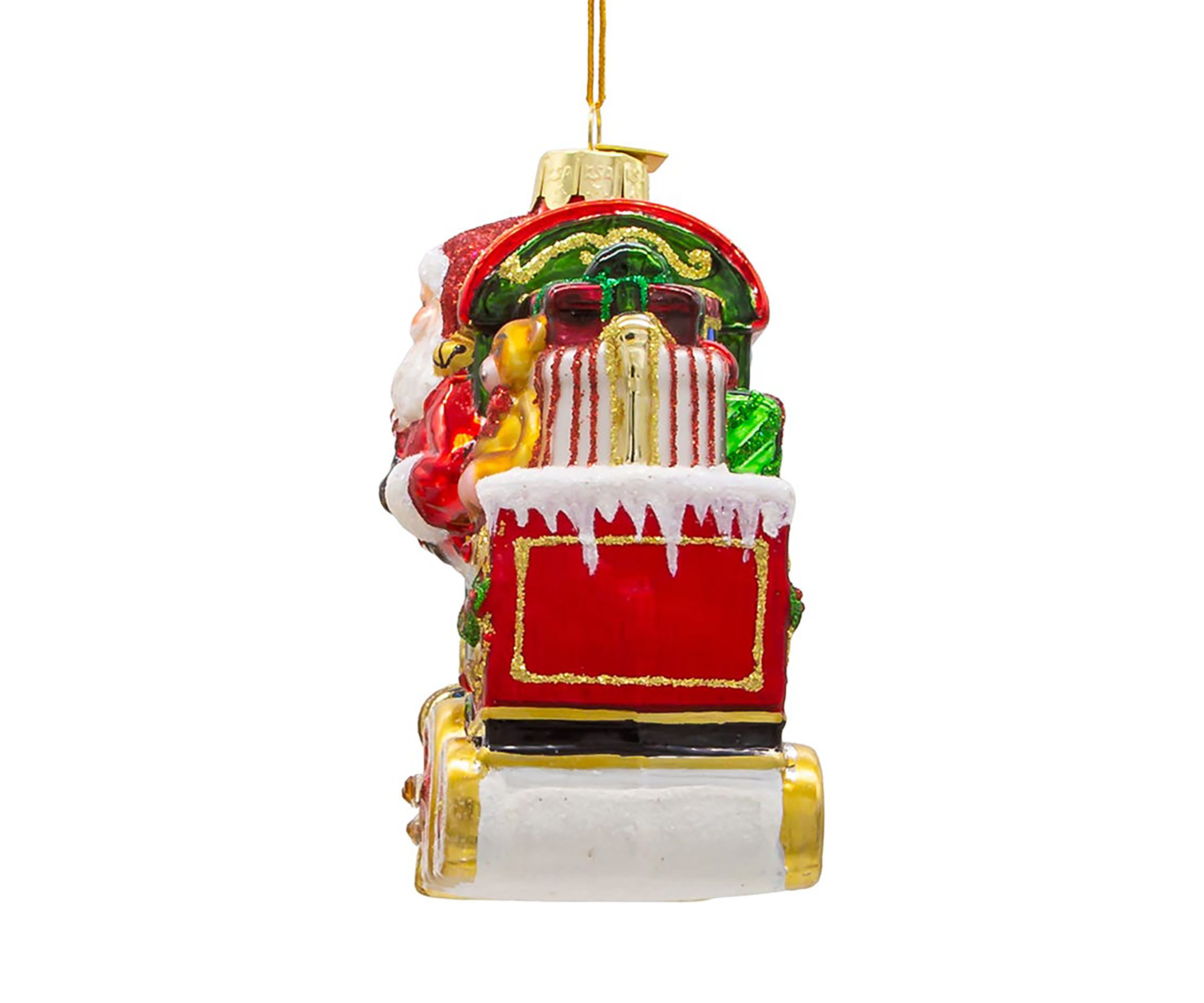 6-Inch Bellissimo Glass Santa with Train Ornament