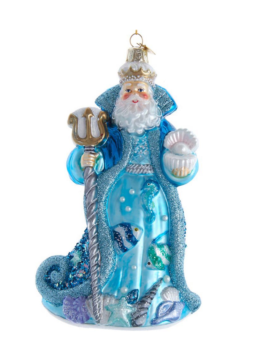 7-Inch Bellissimo Glass Under The Sea Santa Ornament