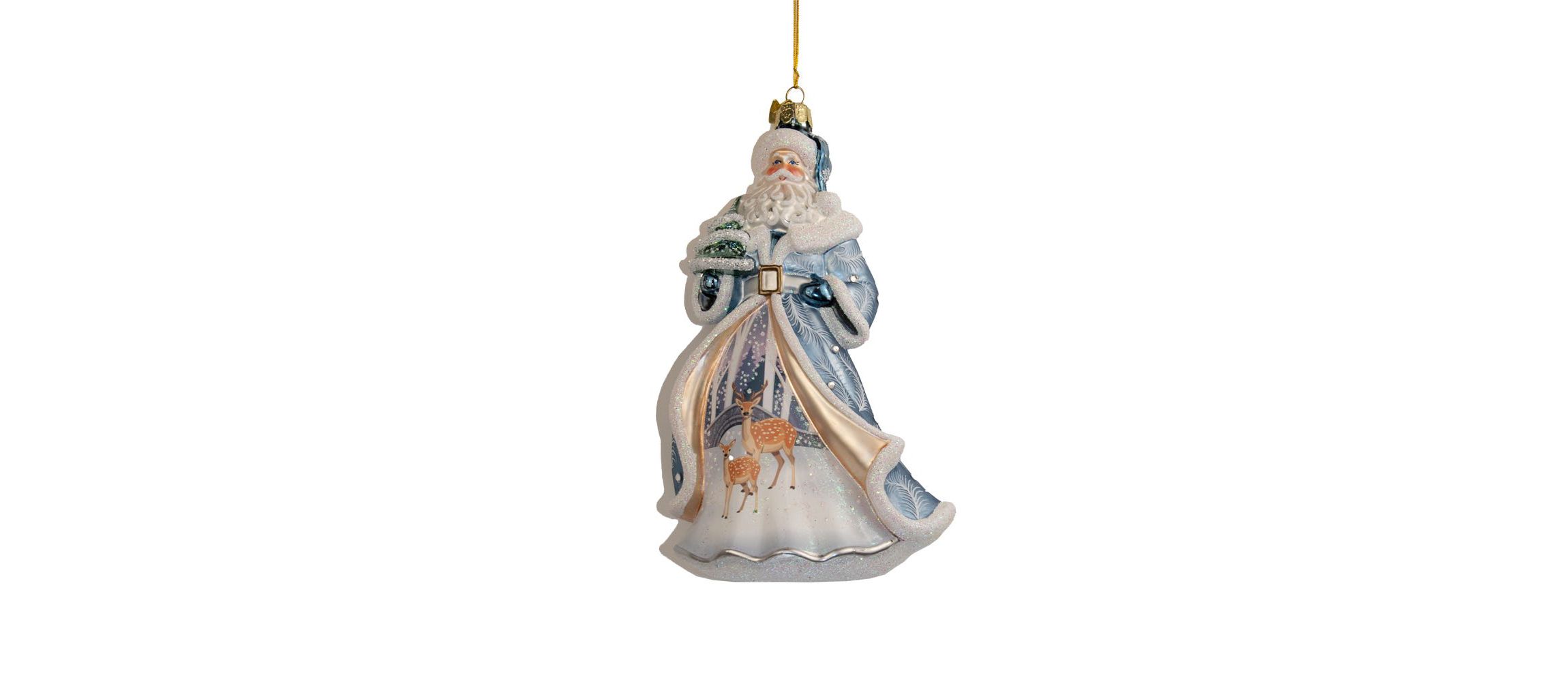 Kurt Adler 7-Inch Bellissimo Glass Santa With Tree and Scene Ornament