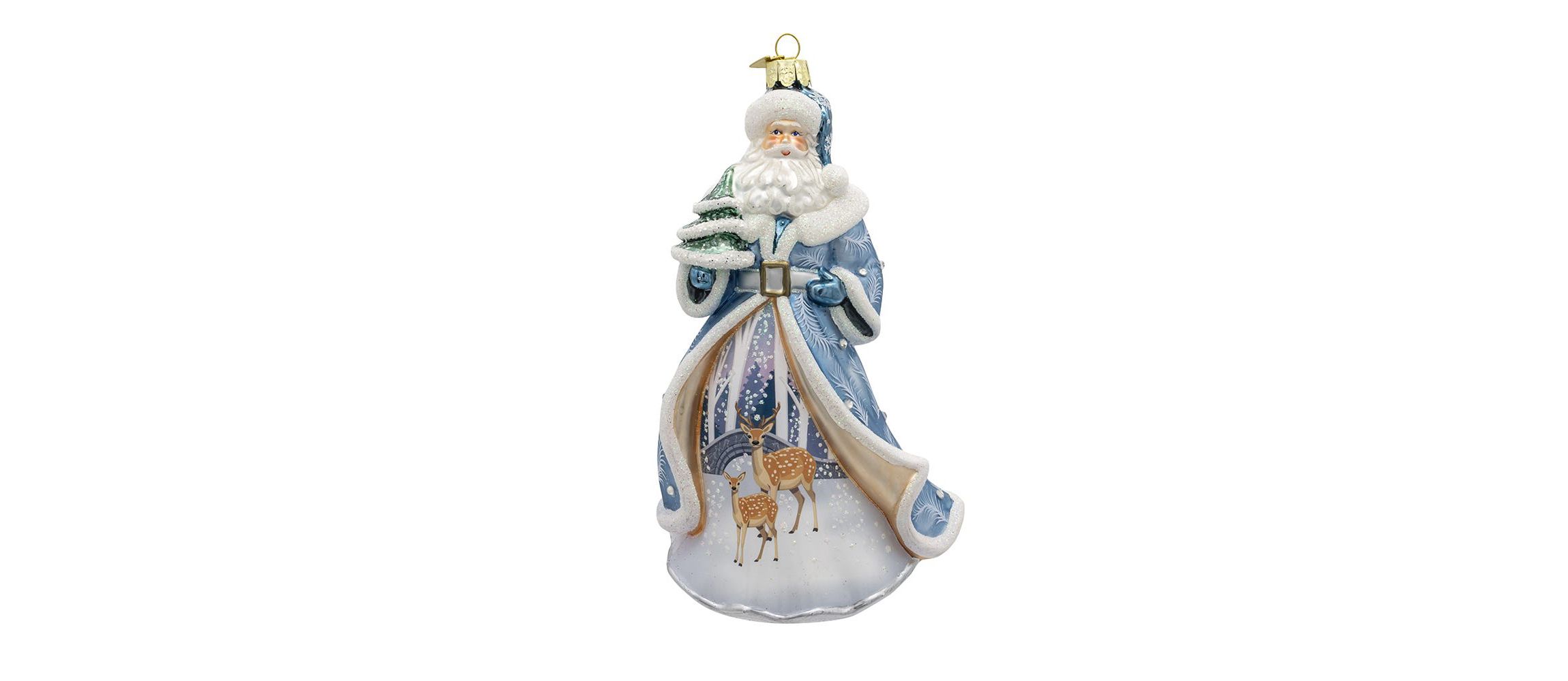 Kurt Adler 7-Inch Bellissimo Glass Santa With Tree and Scene Ornament