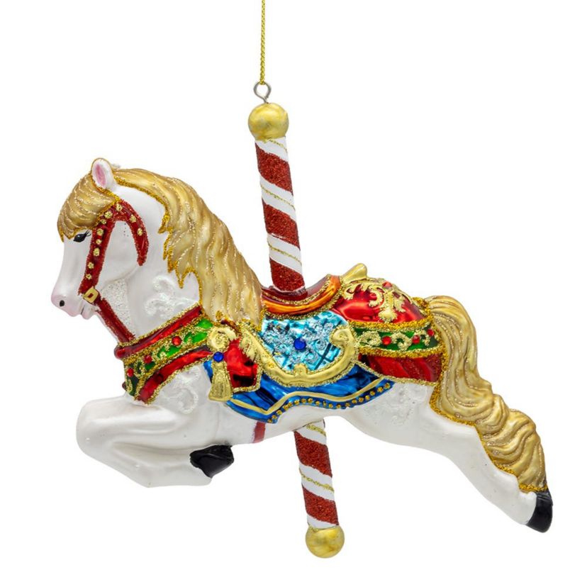 6-Inch Bellissimo Glass Carousel Horse Ornament