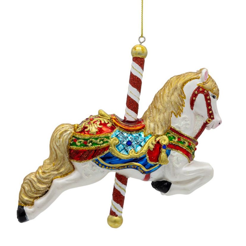 6-Inch Bellissimo Glass Carousel Horse Ornament