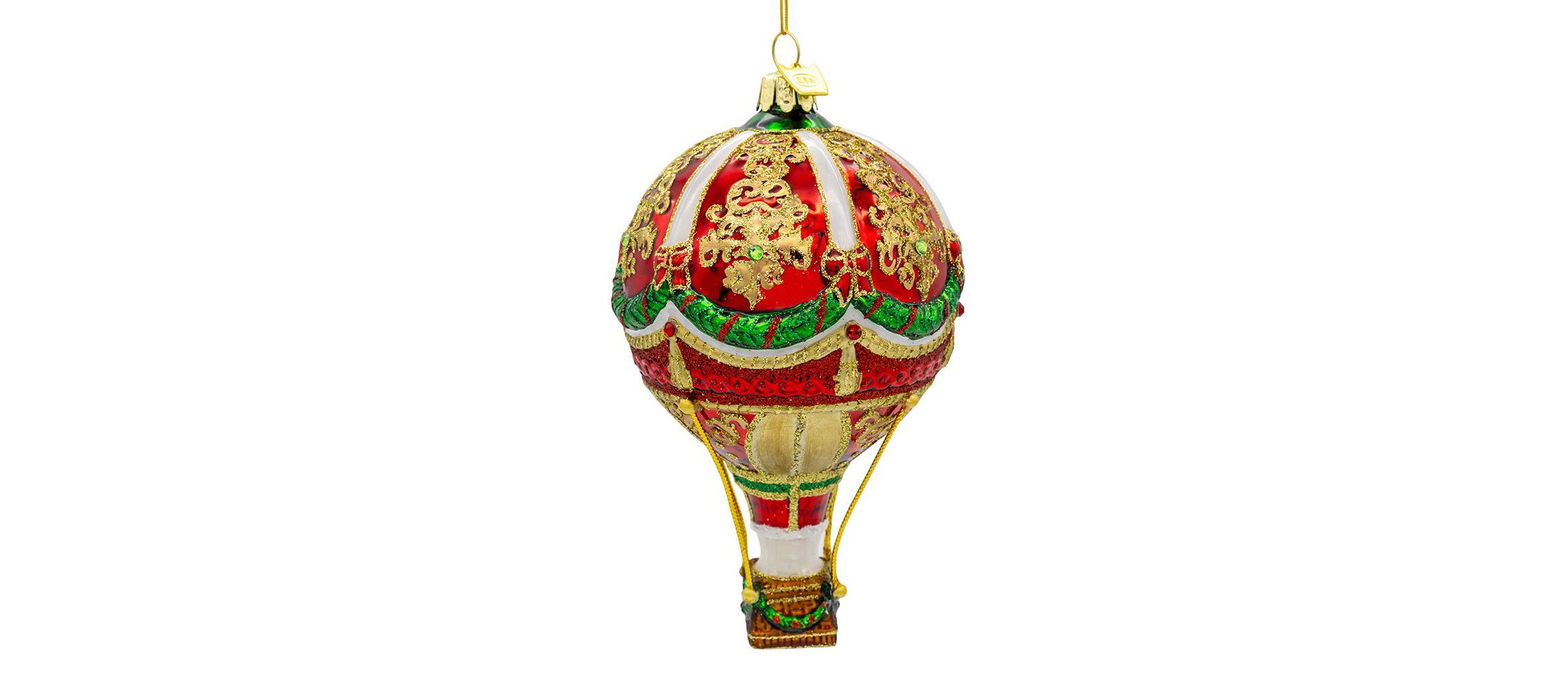 6-Inch  Bellissimo Glass Hot Air Balloon Ornament