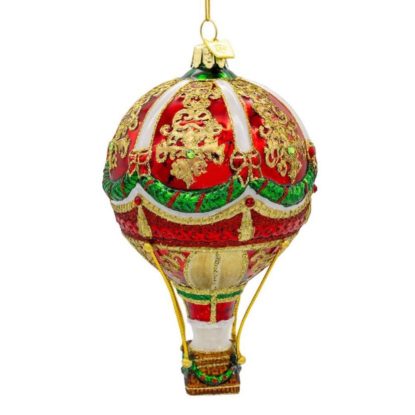 6-Inch  Bellissimo Glass Hot Air Balloon Ornament