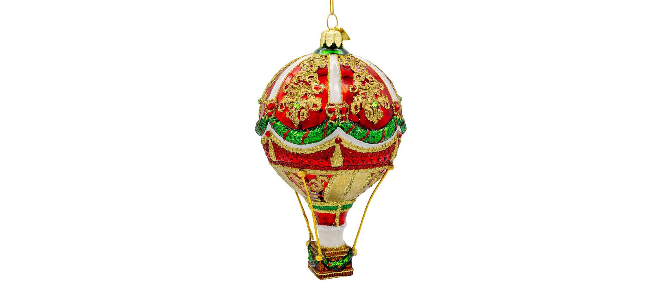 6-Inch  Bellissimo Glass Hot Air Balloon Ornament