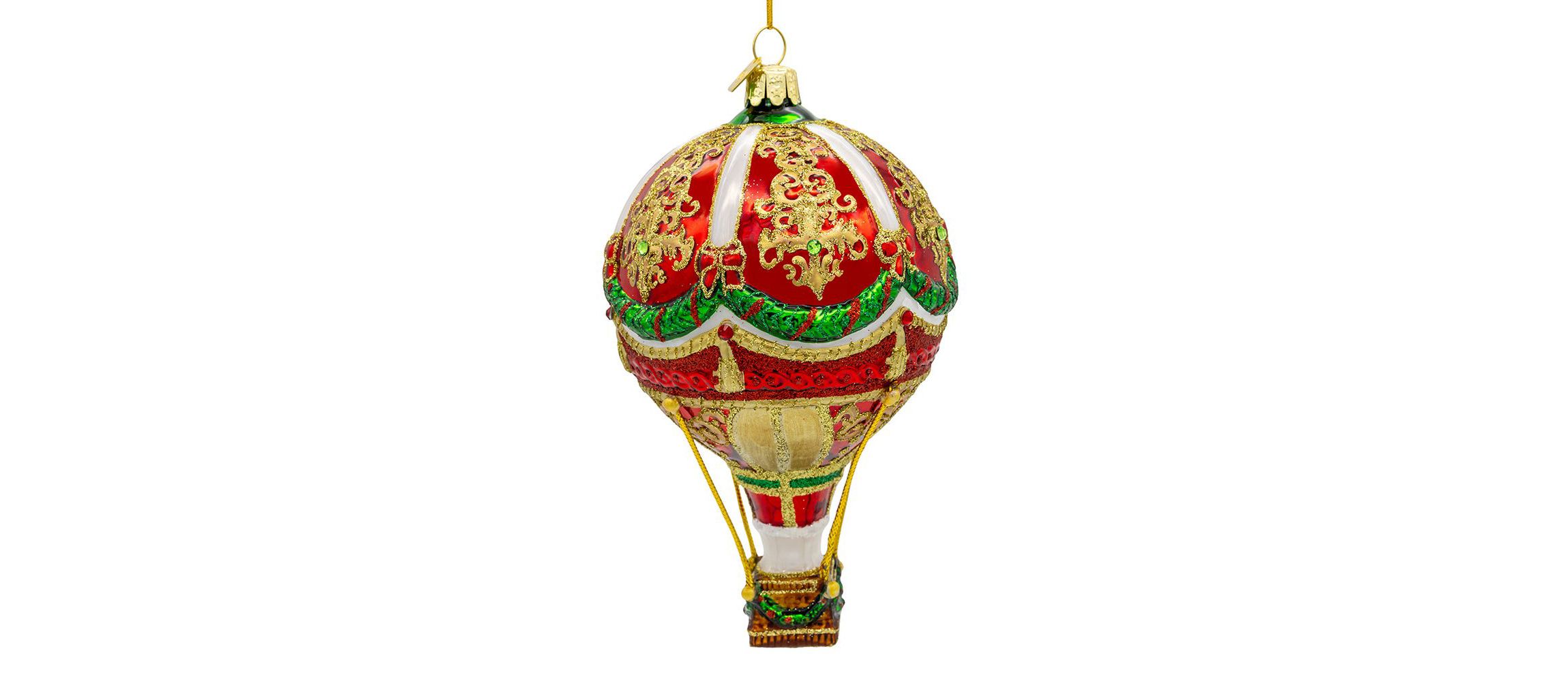 6-Inch  Bellissimo Glass Hot Air Balloon Ornament