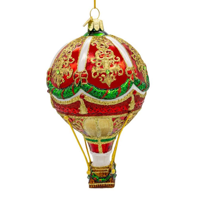 6-Inch  Bellissimo Glass Hot Air Balloon Ornament