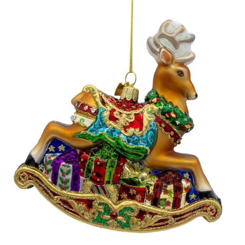 5.5-Inch Bellissimo Glass Rocking Deer Ornament