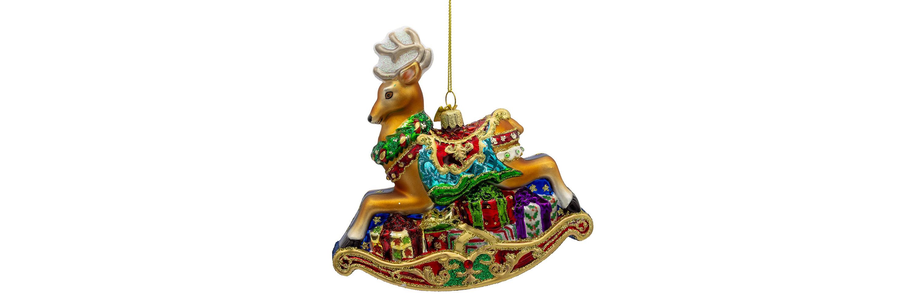 5.5-Inch Bellissimo Glass Rocking Deer Ornament