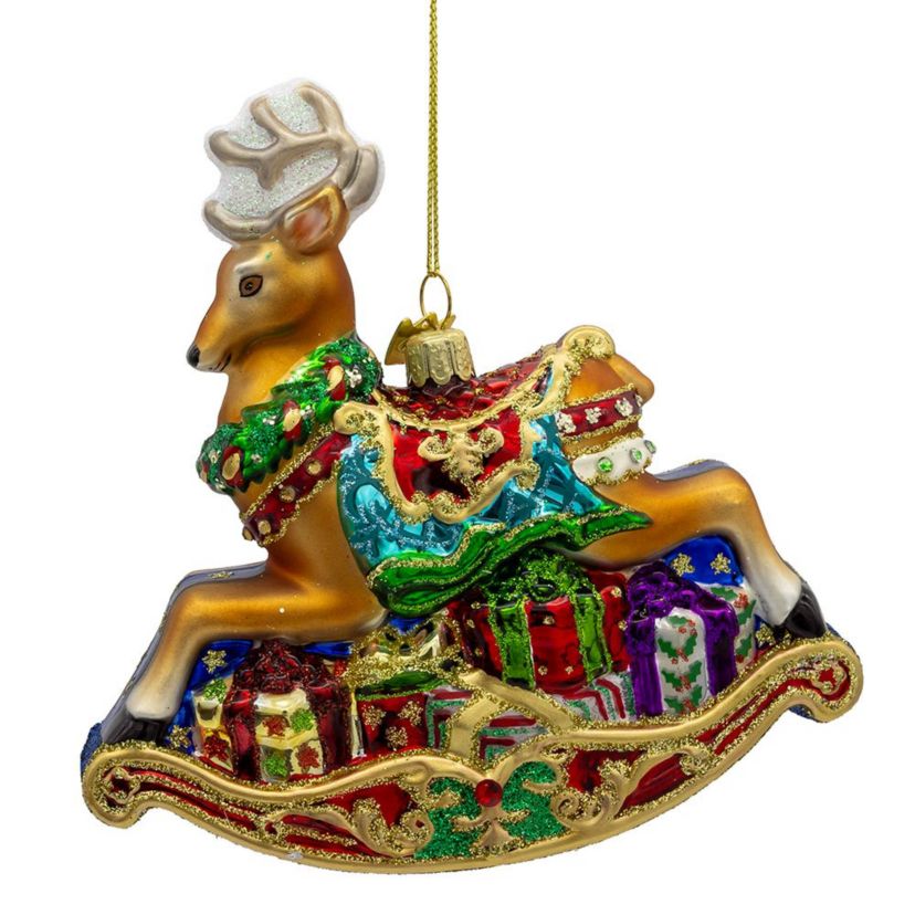 5.5-Inch Bellissimo Glass Rocking Deer Ornament