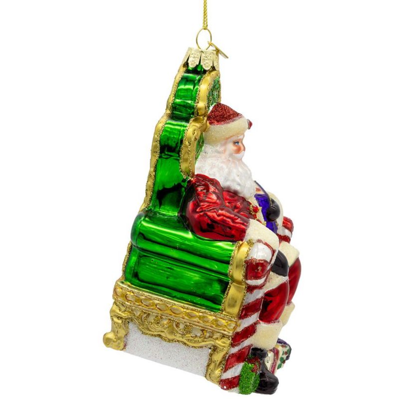 5.5-Inch Bellissimo Glass Santa On Throne Ornament