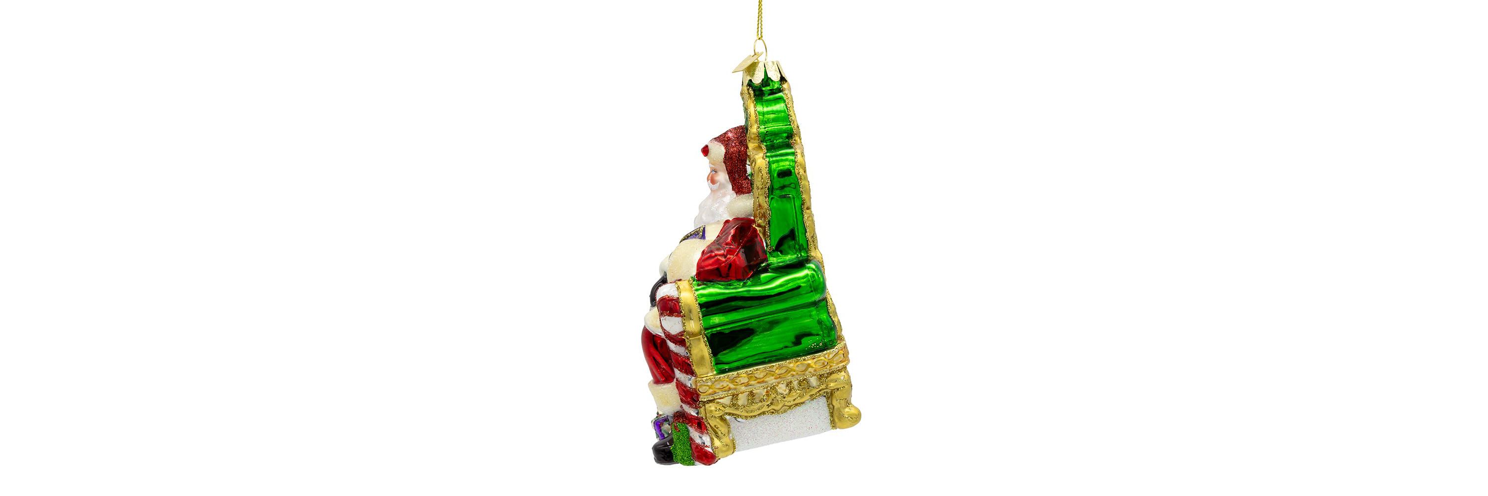 5.5-Inch Bellissimo Glass Santa On Throne Ornament