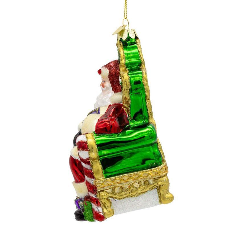 5.5-Inch Bellissimo Glass Santa On Throne Ornament