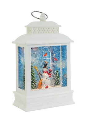 10.6-Inch Battery-Operated LED Snowman Water Lantern