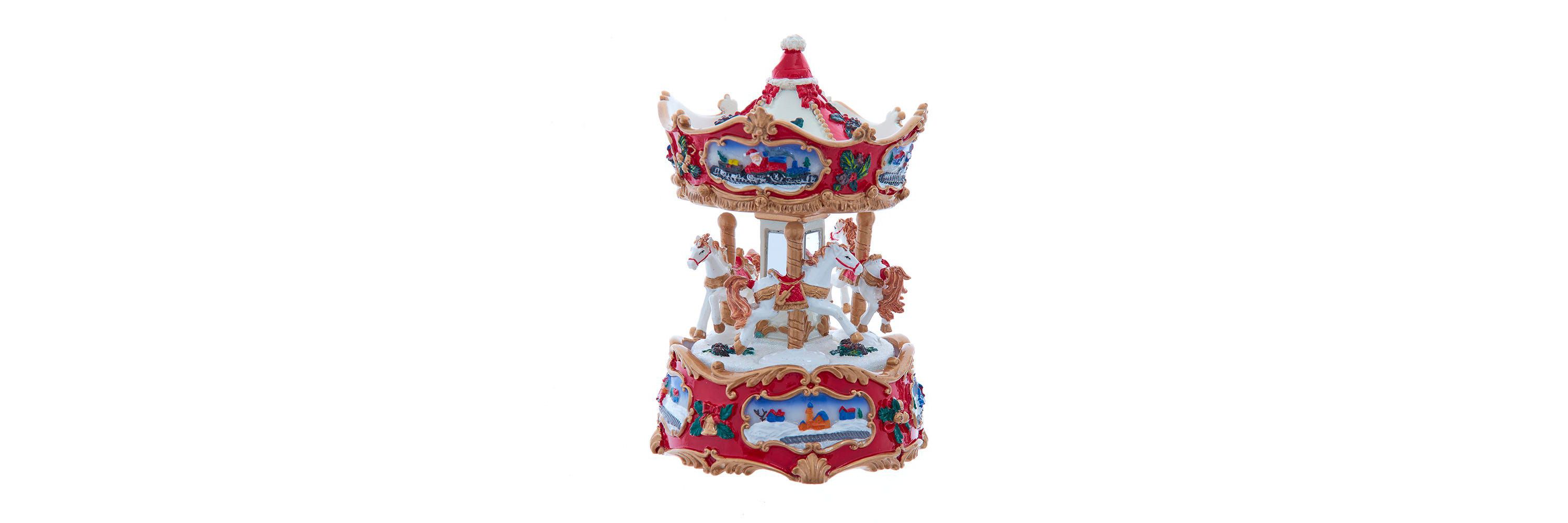 7-Inch Wind-Up Musical Carousel Table Piece