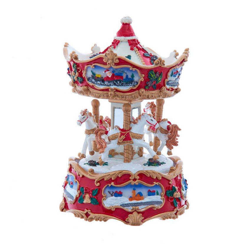 7-Inch Wind-Up Musical Carousel Table Piece