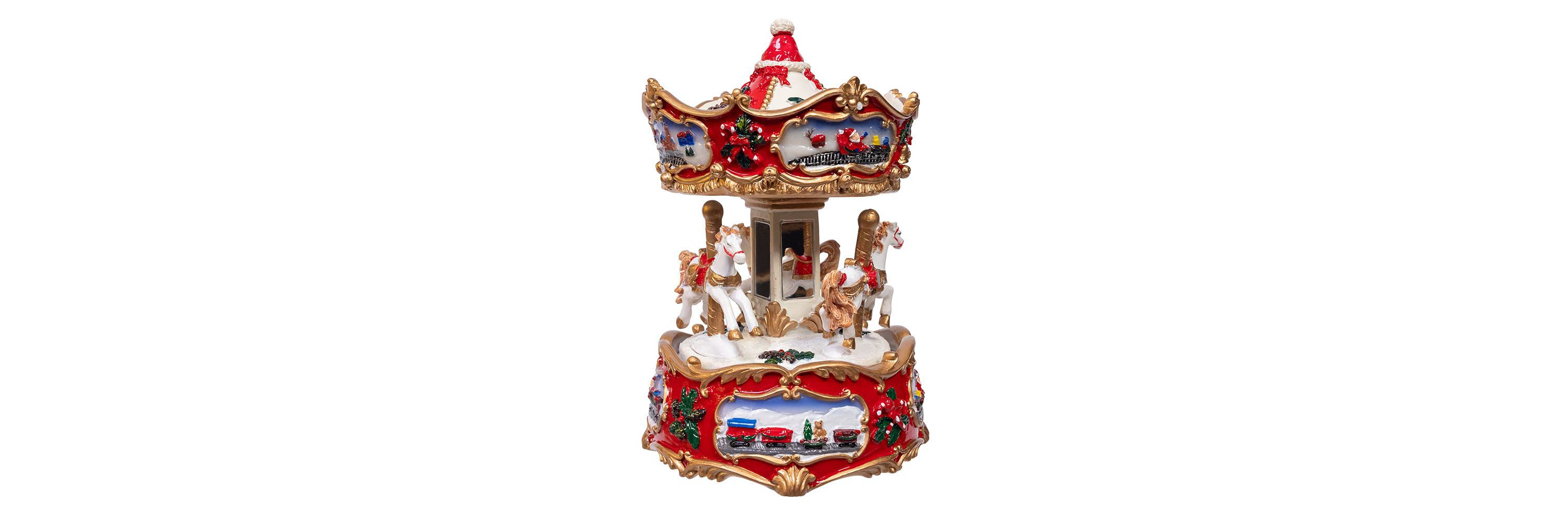 7-Inch Wind-Up Musical Carousel Table Piece