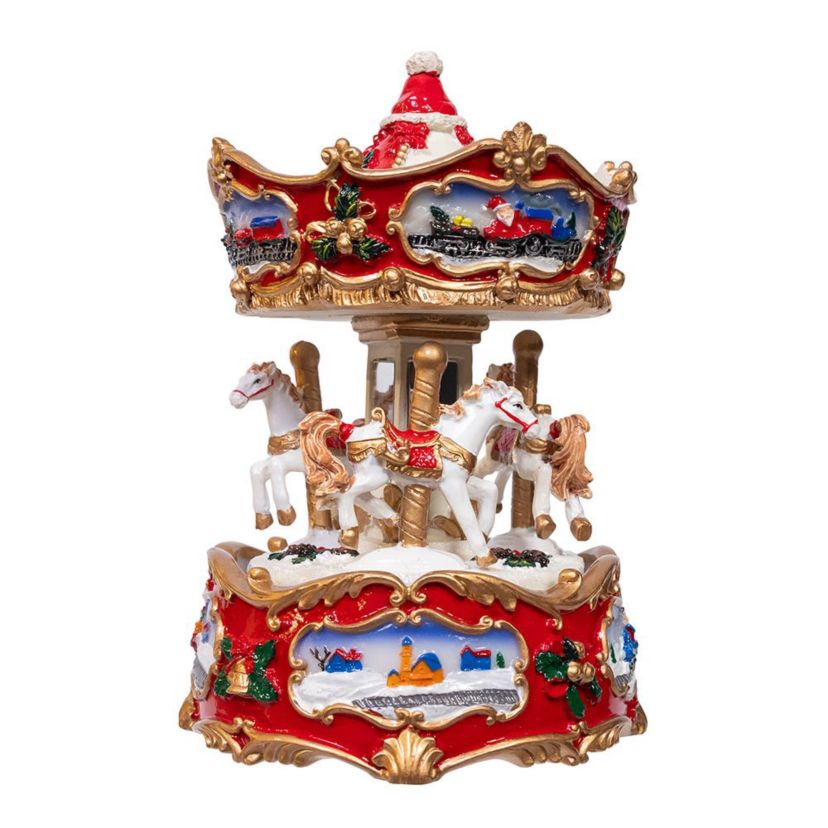 7-Inch Wind-Up Musical Carousel Table Piece