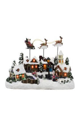 11" Battery Operated Musical LED Village with Santa and Deer