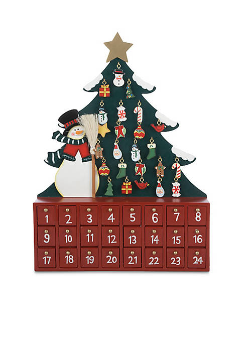 Wooden Snowman with Tree Advent Calendar