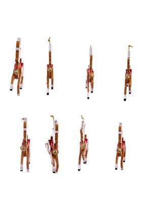 4-Inch Wooden Reindeer 8-Piece Ornament Set