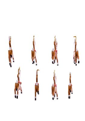 4-Inch Wooden Reindeer 8-Piece Ornament Set