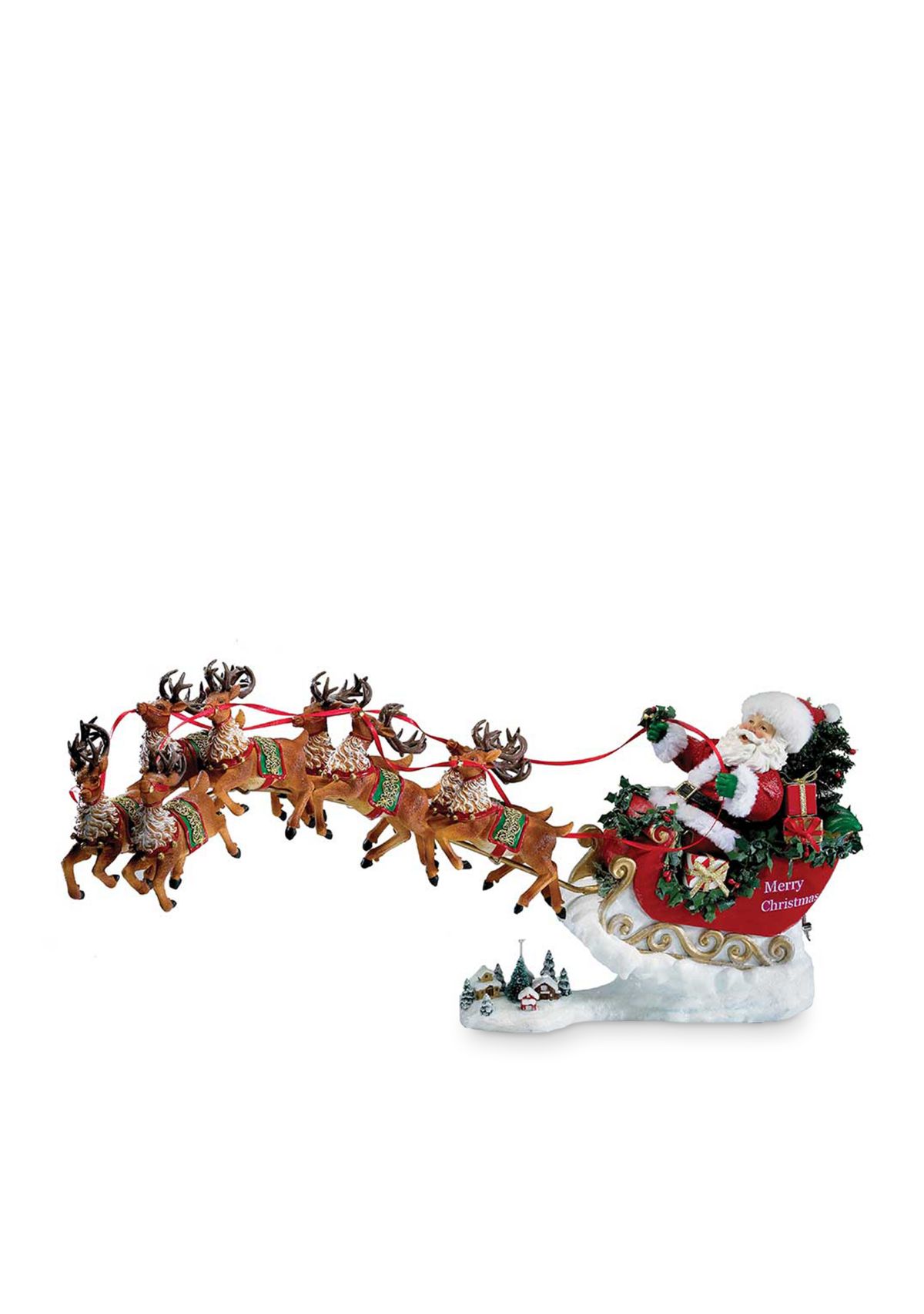 Fabriche Musical Santa With Eight Reindeer Set