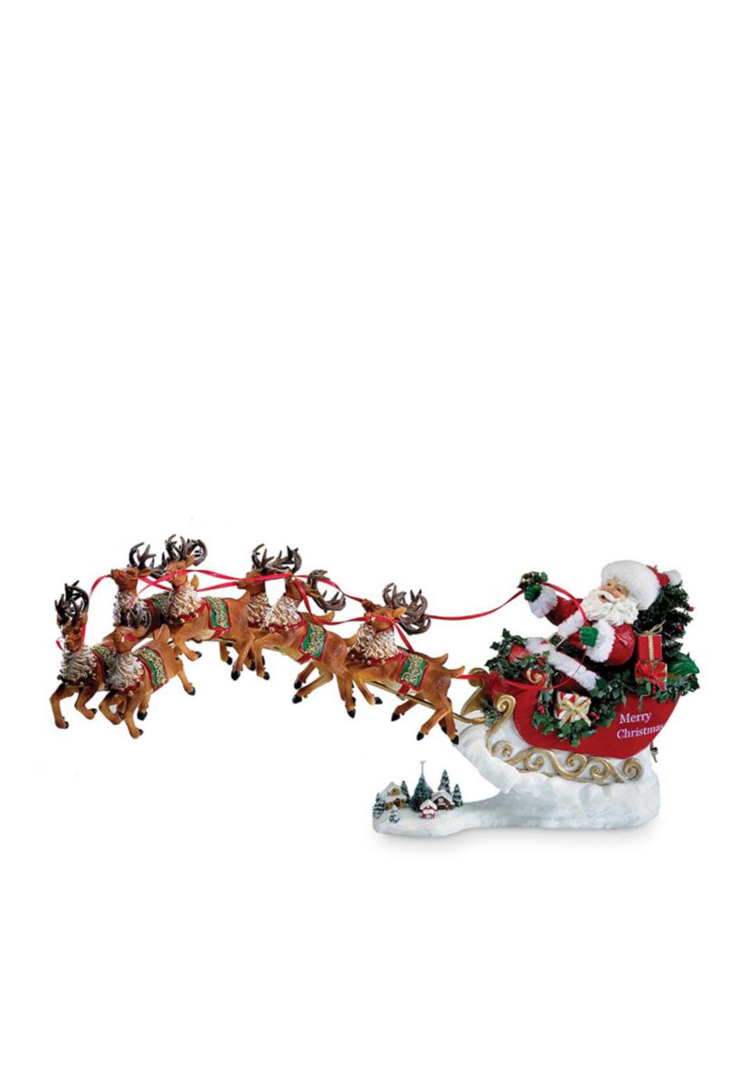 Fabriche Musical Santa With Eight Reindeer Set