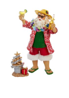 Set of 2 10" Fabriché' Beach Santa