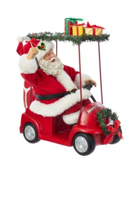 Kurt S. Adler Fabrich Santa Driving Golf Cart