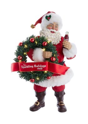 10.5-Inch Fabriché™ Coca-Cola® Battery Operated Santa With Lighted Wreath