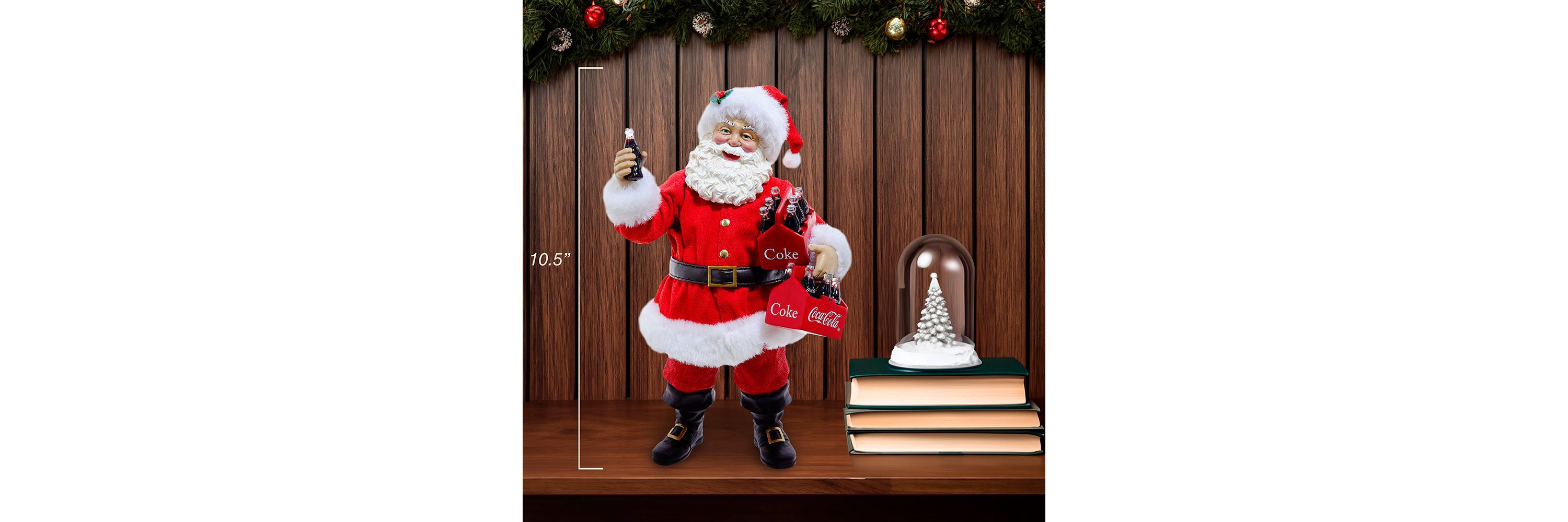 Kurt Adler 10.5-Inch Coca-Cola Santa Holding Two Six Packs Table Piece
