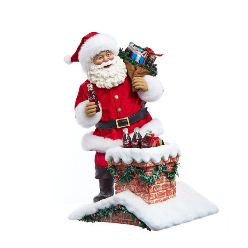10.5-Inch Coca-Cola Santa in Chimney Christmas Tablepiece