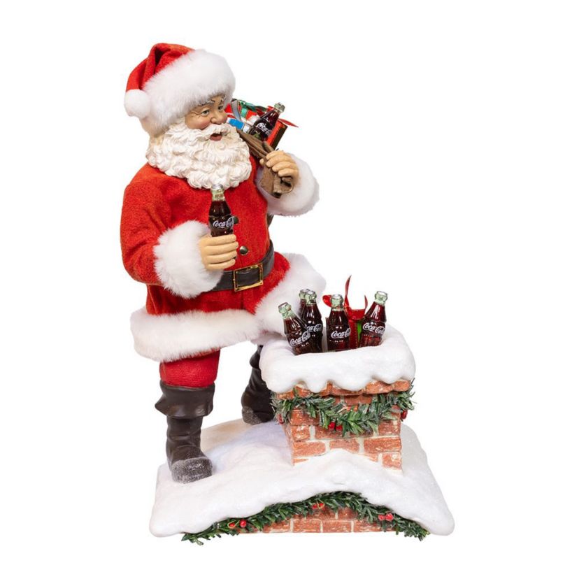 10.5-Inch Coca-Cola Santa in Chimney Christmas Tablepiece