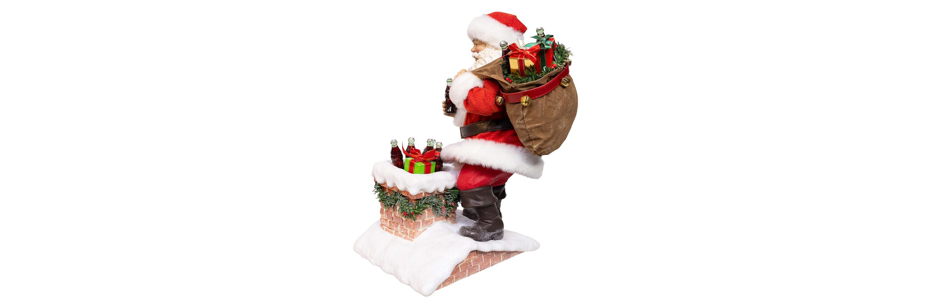 10.5-Inch Coca-Cola Santa in Chimney Christmas Tablepiece