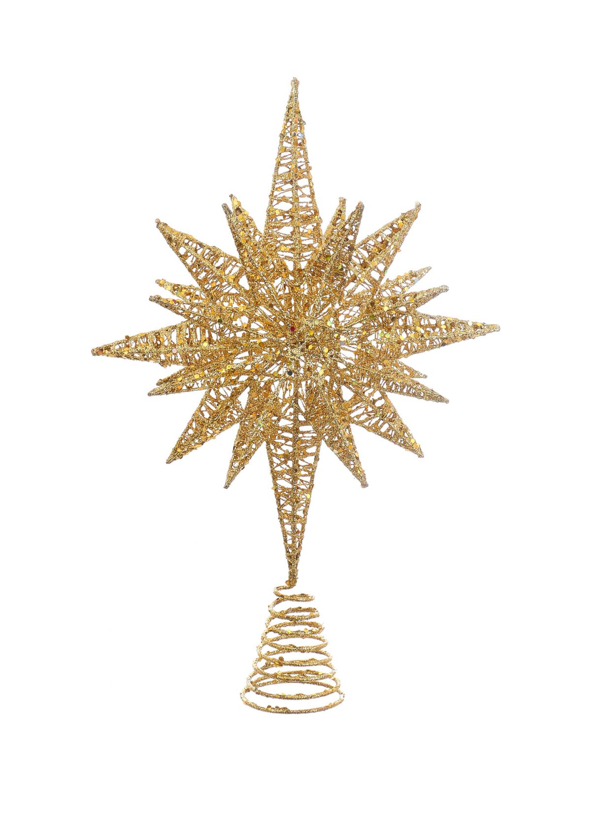 	 16.5 in Gold Glitter Wire 3D Star Treetop