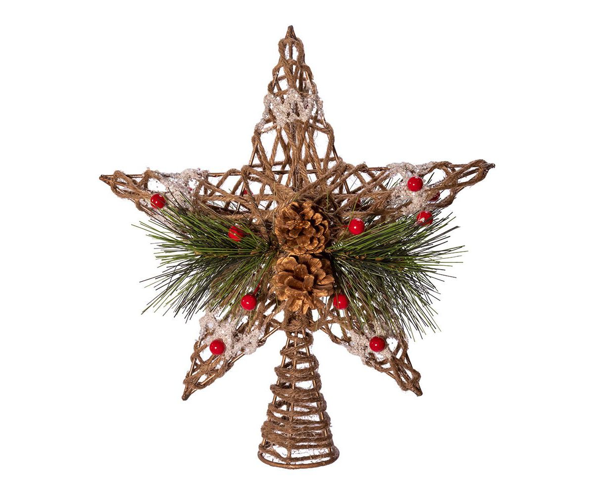 Kurt Adler 11-Inch Natural Star with Pinecones Treetop