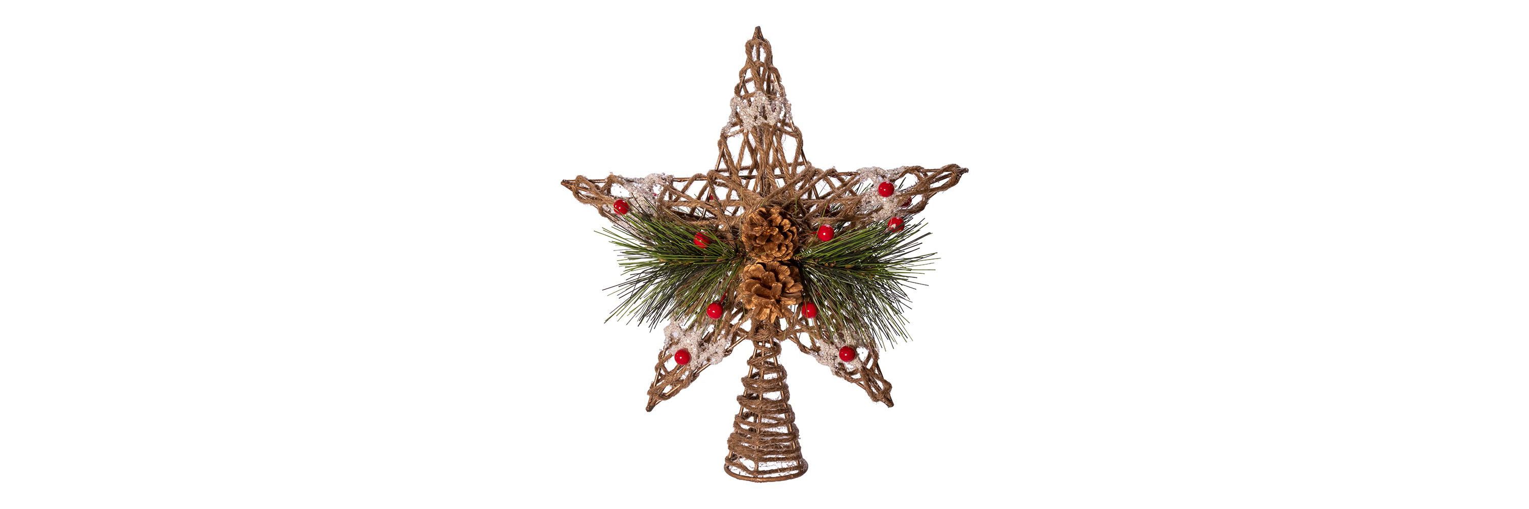 Kurt Adler 11-Inch Natural Star with Pinecones Treetop