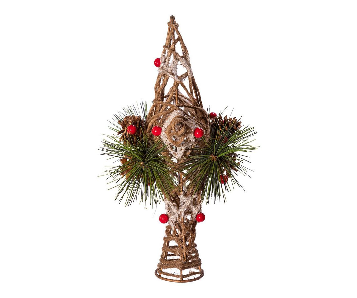Kurt Adler 11-Inch Natural Star with Pinecones Treetop