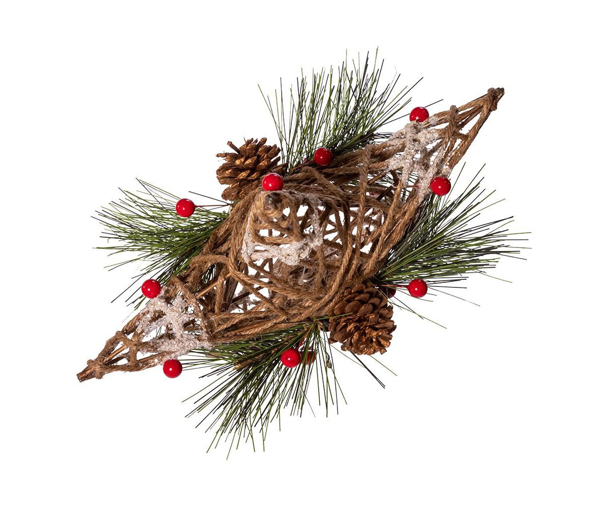 Kurt Adler 11-Inch Natural Star with Pinecones Treetop