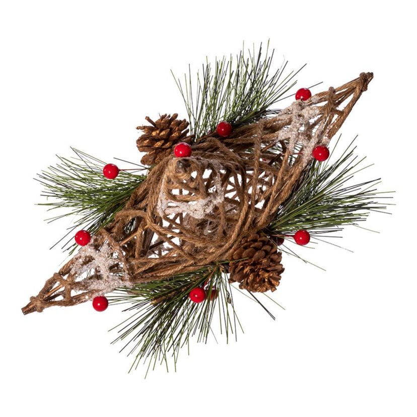 Kurt Adler 11-Inch Natural Star with Pinecones Treetop
