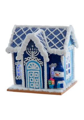 4-Inch Clay Dough Hanukkah LED House Table Piece