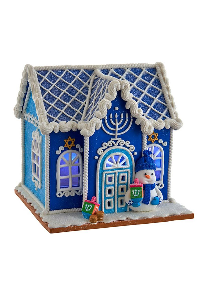 7-Inch Battery-Operated Hanukkah LED House Table Piece