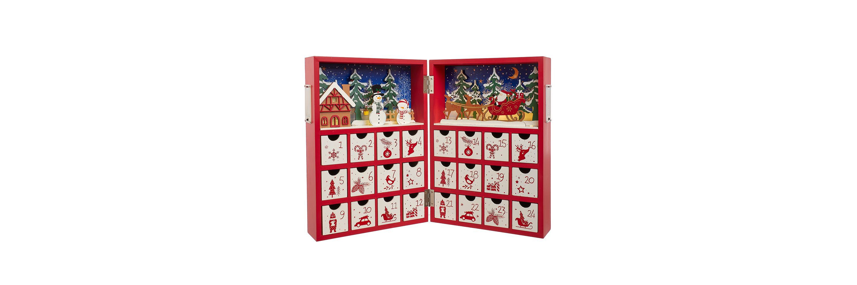 Kurt Adler 13-Inch Battery Operated Lighted Wooden Christmas Advent Calander