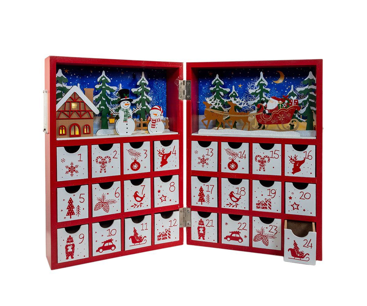 Kurt Adler 13-Inch Battery Operated Lighted Wooden Christmas Advent Calander