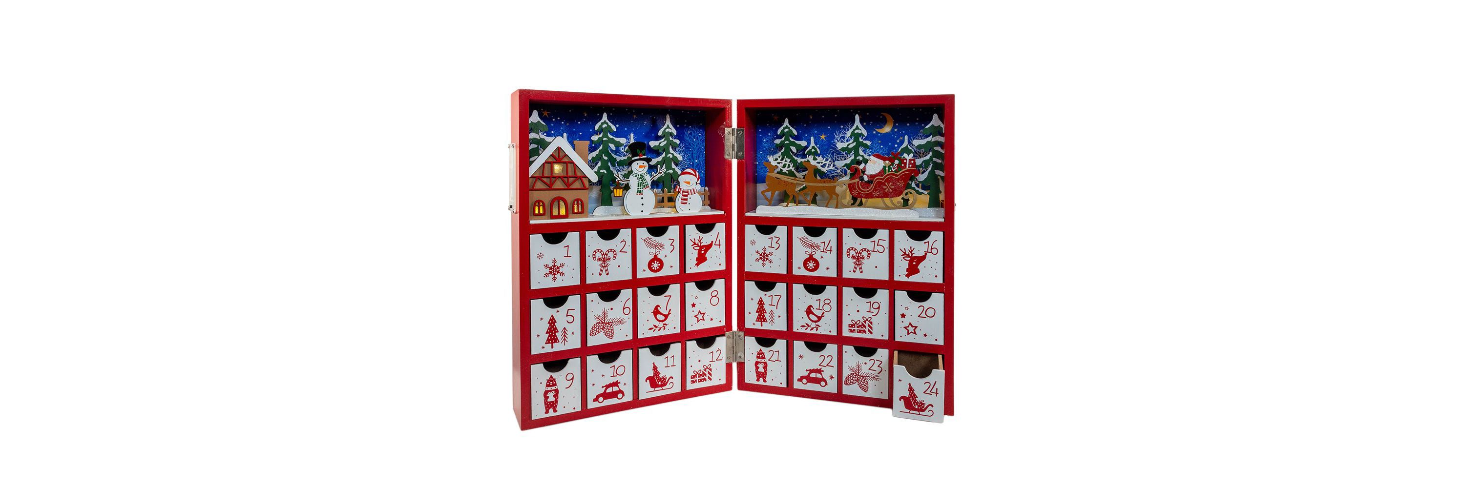 Kurt Adler 13-Inch Battery Operated Lighted Wooden Christmas Advent Calander