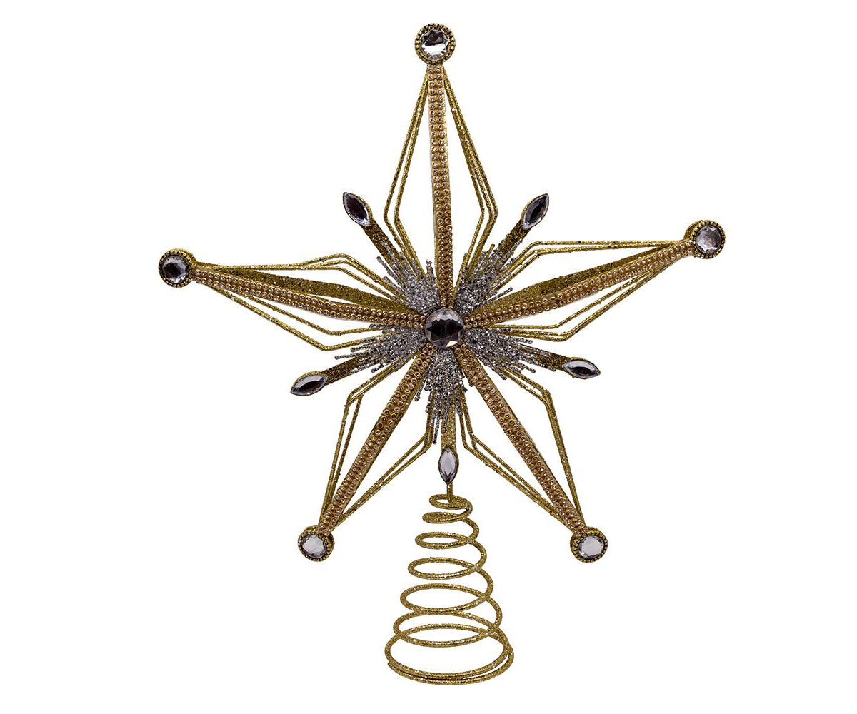 12.5-Inch Gold and Silver Star Tree Topper