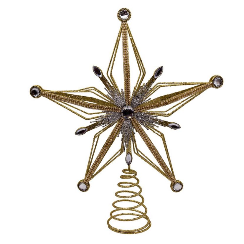 12.5-Inch Gold and Silver Star Tree Topper