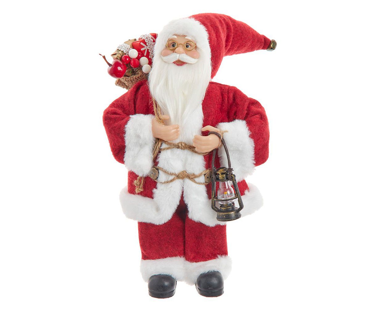 12-Inch Standing Christmas Santa with Sack and Lantern